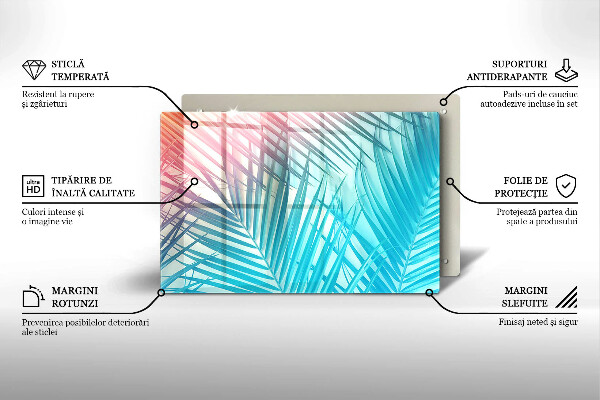 Placă din sticla protectie perete Frunze pastelate