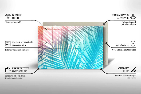 Placă din sticla protectie perete Frunze pastelate