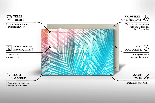 Placă din sticla protectie perete Frunze pastelate