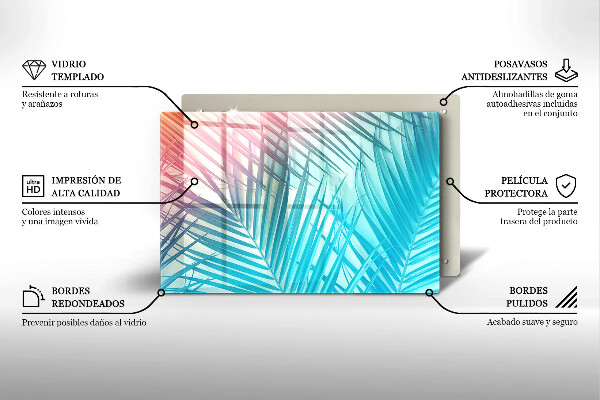 Placă din sticla protectie perete Frunze pastelate