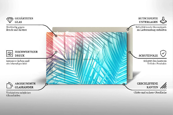 Placă din sticla protectie perete Frunze pastelate