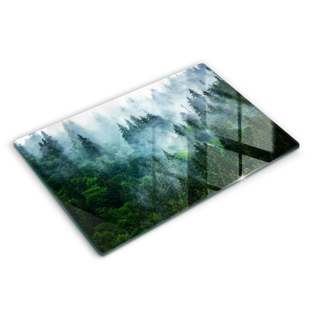 Placă din sticla protectie perete Pădure în ceață