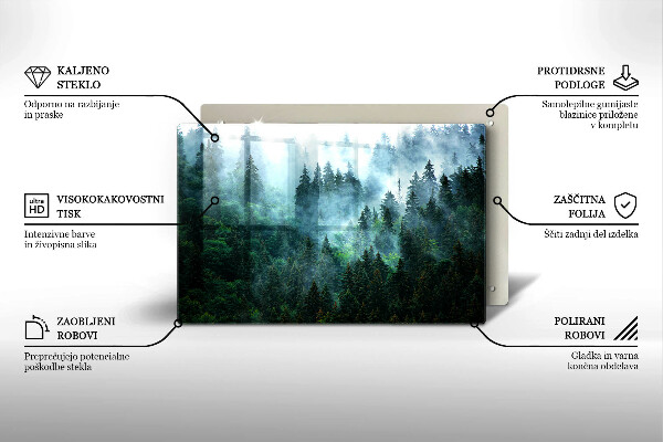 Placă din sticla protectie perete Pădure în ceață