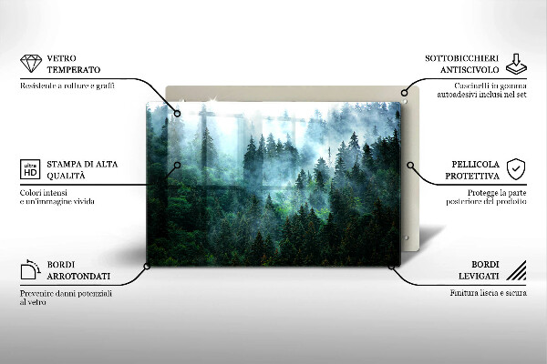 Placă din sticla protectie perete Pădure în ceață