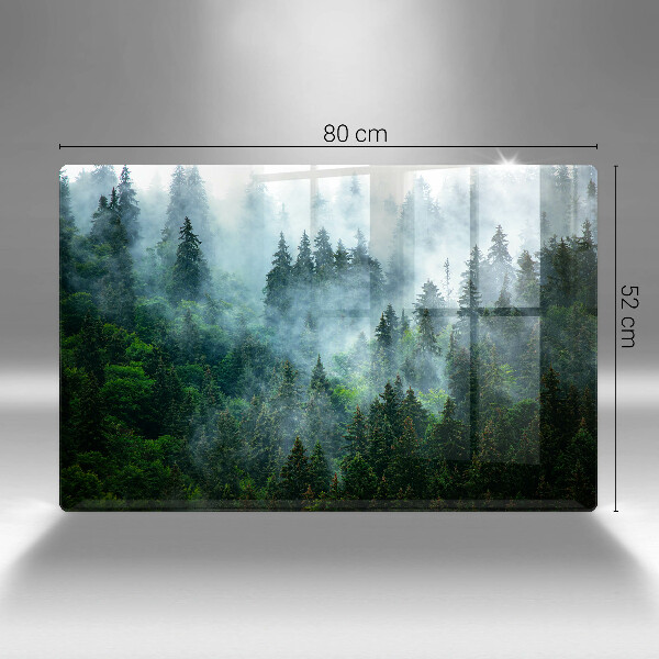 Placă din sticla protectie perete Pădure în ceață