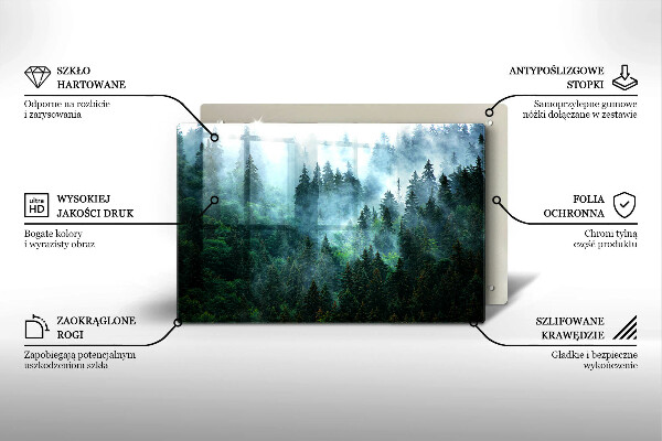 Placă din sticla protectie perete Pădure în ceață