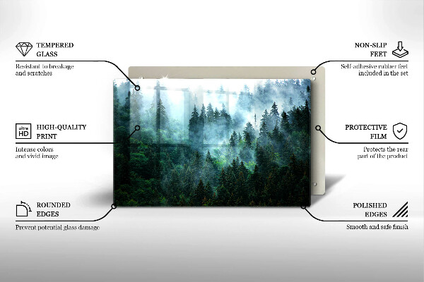 Placă din sticla protectie perete Pădure în ceață