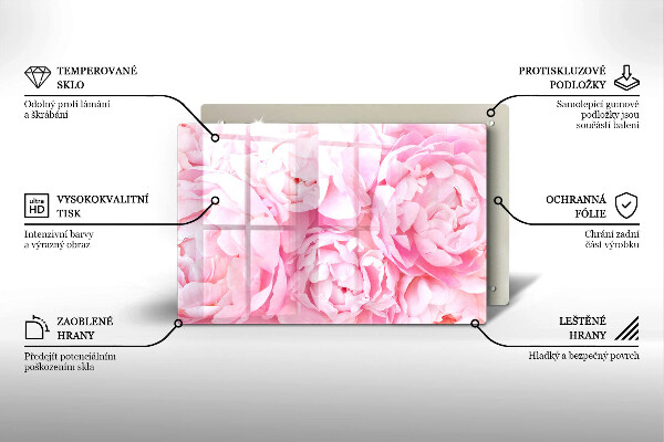 Placă din sticla protectie perete Bujori delicati