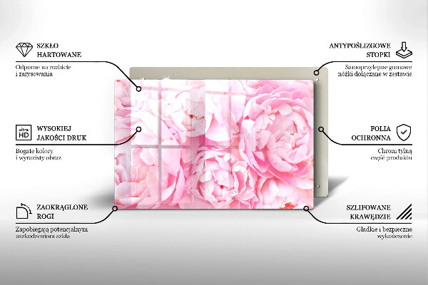 Placă din sticla protectie perete Bujori delicati