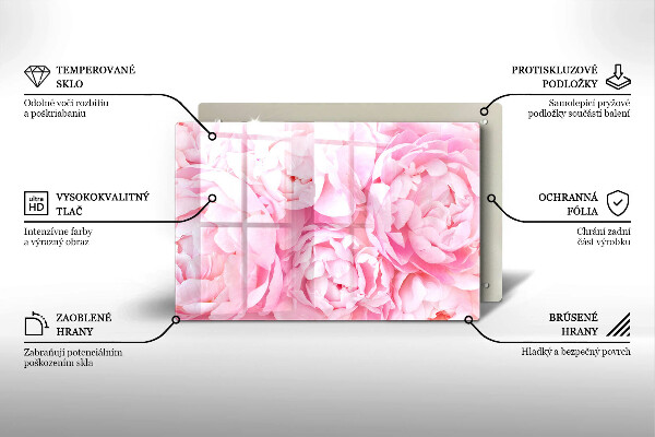 Placă din sticla protectie perete Bujori delicati