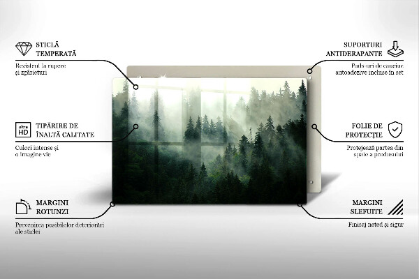 Placă din sticla protectie perete Peisaj de pădure cu ceață