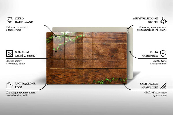 Placă din sticla protectie perete Scânduri și frunze de lemn