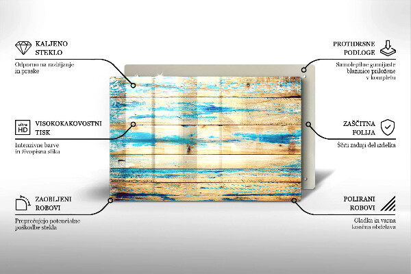 Placă din sticla protectie perete Scânduri retro din lemn