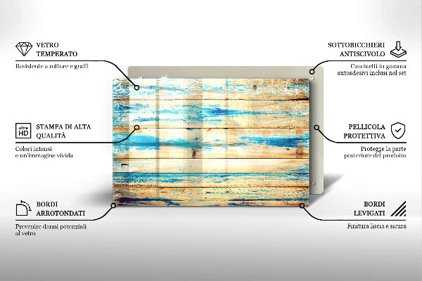 Placă din sticla protectie perete Scânduri retro din lemn