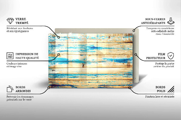 Placă din sticla protectie perete Scânduri retro din lemn