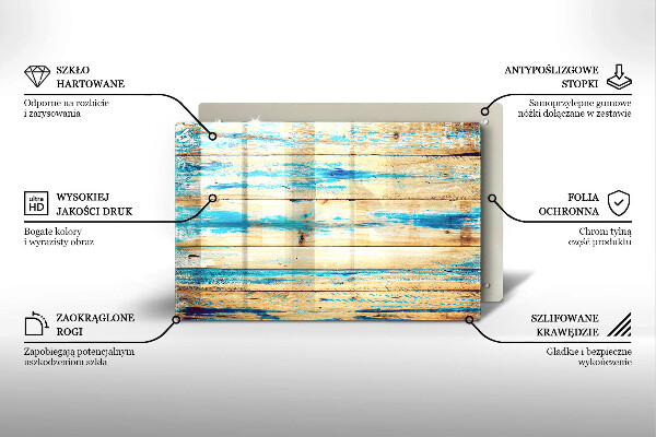 Placă din sticla protectie perete Scânduri retro din lemn