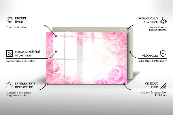 Placă sticla protectie aragaz Fundal delicat de trandafiri