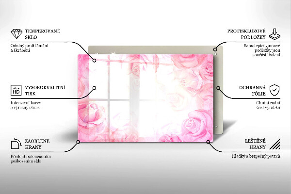 Placă sticla protectie aragaz Fundal delicat de trandafiri