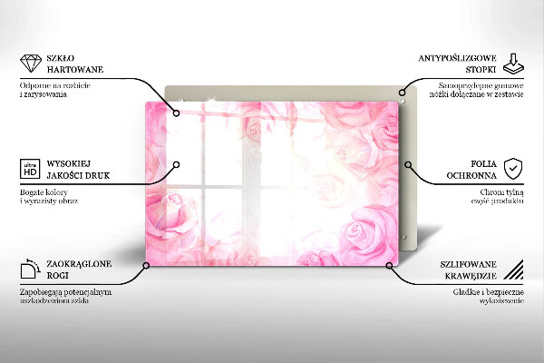 Placă sticla protectie aragaz Fundal delicat de trandafiri