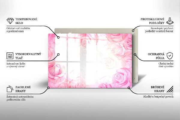 Placă sticla protectie aragaz Fundal delicat de trandafiri