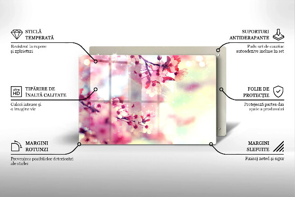 Placă sticla protectie aragaz Natură flori de măr