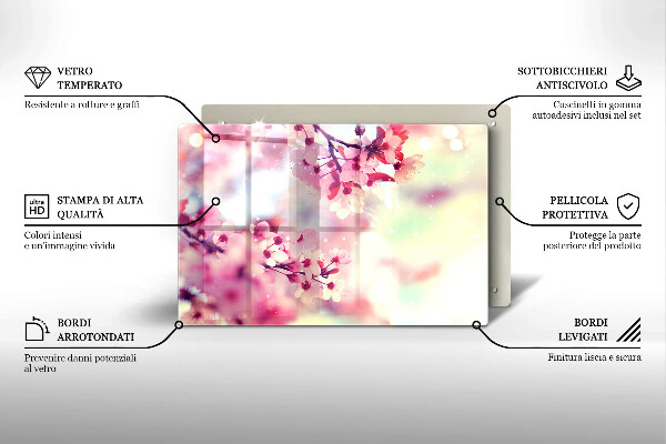 Placă sticla protectie aragaz Natură flori de măr