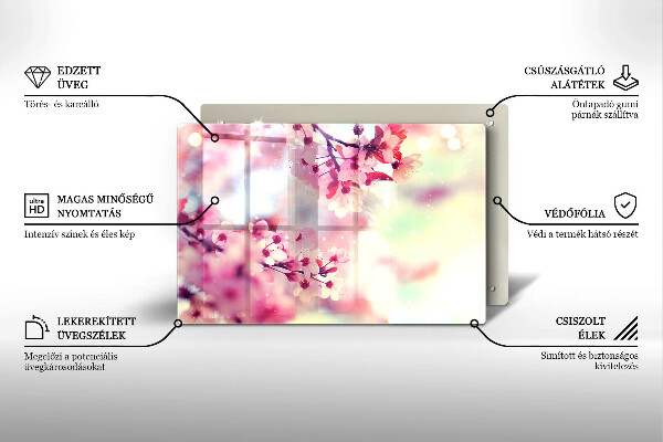 Placă sticla protectie aragaz Natură flori de măr