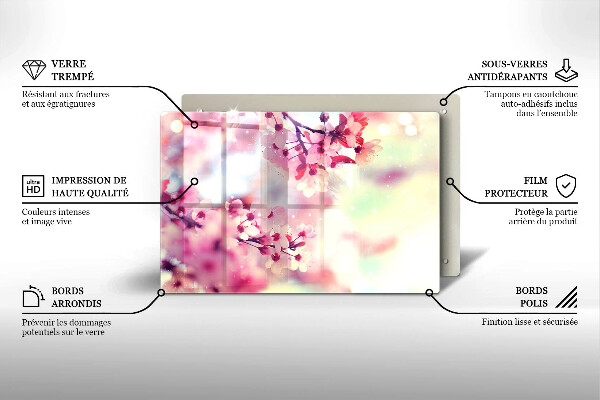 Placă sticla protectie aragaz Natură flori de măr