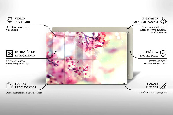 Placă sticla protectie aragaz Natură flori de măr