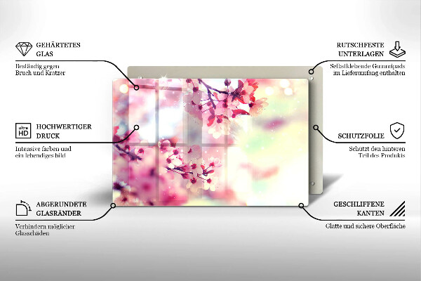 Placă sticla protectie aragaz Natură flori de măr