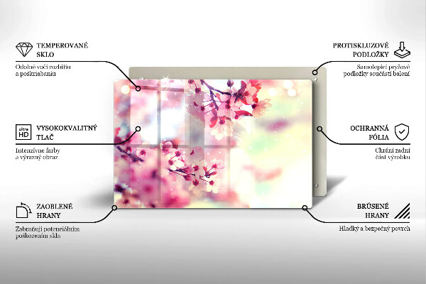 Placă sticla protectie aragaz Natură flori de măr