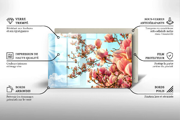 Placă sticla protectie aragaz Arborele cu flori roz