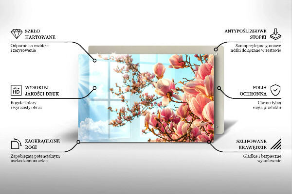 Placă sticla protectie aragaz Arborele cu flori roz