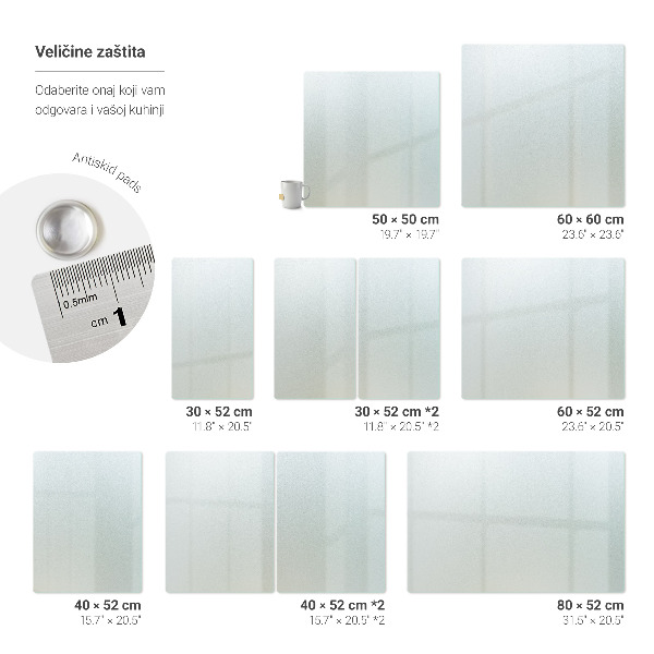 Placă din sticlă de protecție pentru perete de bucătărie în dimensiunea 60 x 52 cm