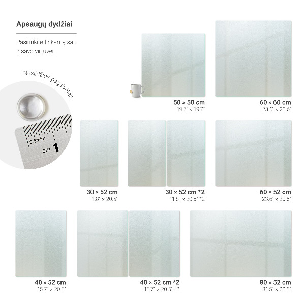Placă din sticlă de protecție pentru perete de bucătărie în dimensiunea 60 x 52 cm