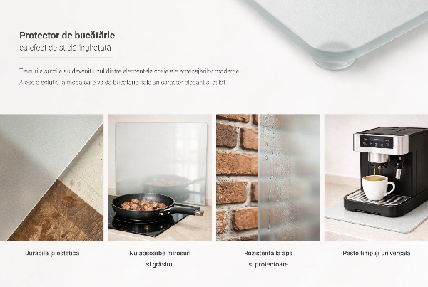 Placă din sticlă pentru protecția peretelui în dimensiunea 80 x 52 cm