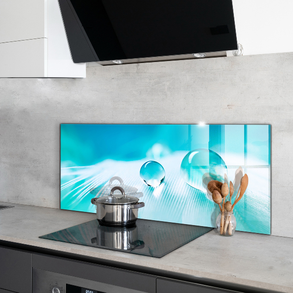 Panou sticlă bucătărie Roua pe pene delicate