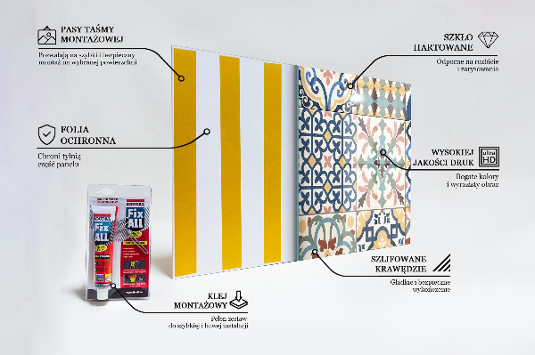Sticlă pentru bucătărie Ornamente din mozaic portughez