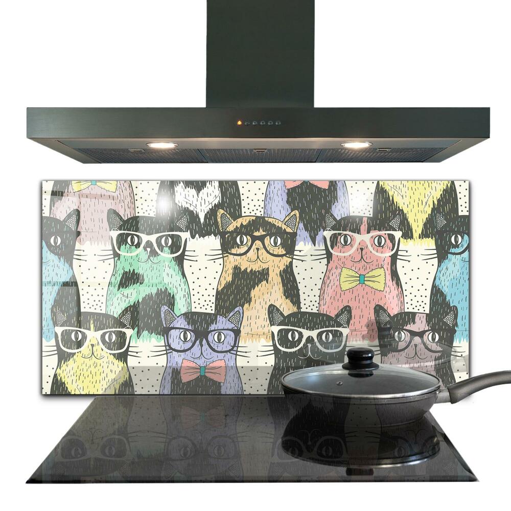 Sticlă bucătărie Ilustrație amuzantă de pisică hipster