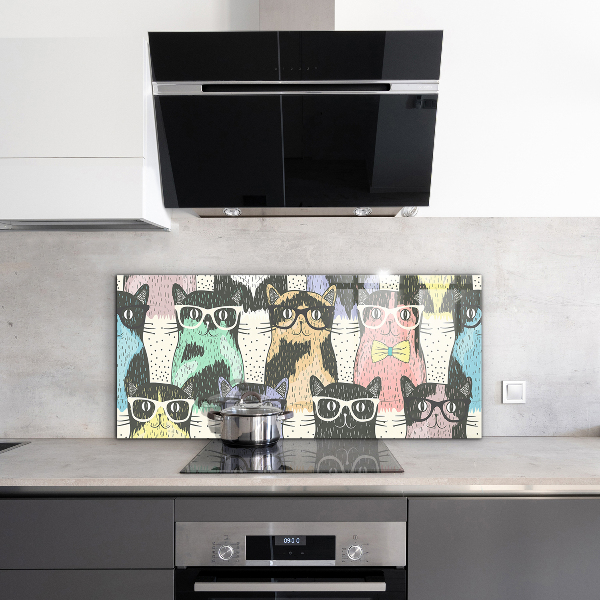 Sticlă bucătărie Ilustrație amuzantă de pisică hipster