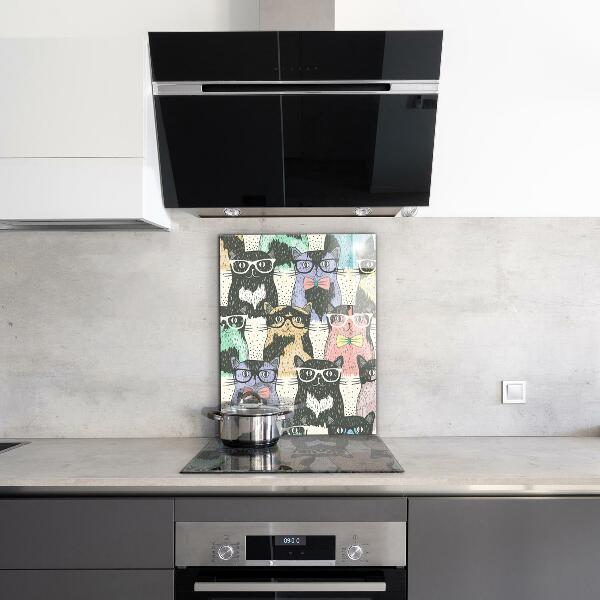 Sticlă bucătărie Ilustrație amuzantă de pisică hipster
