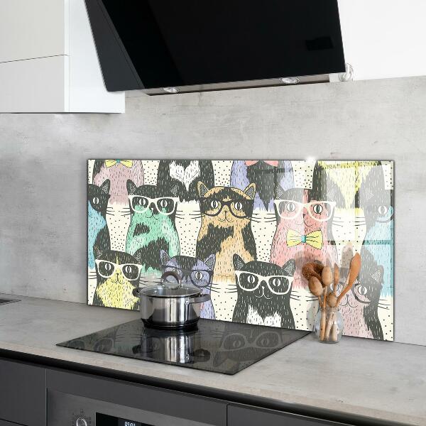 Sticlă bucătărie Ilustrație amuzantă de pisică hipster