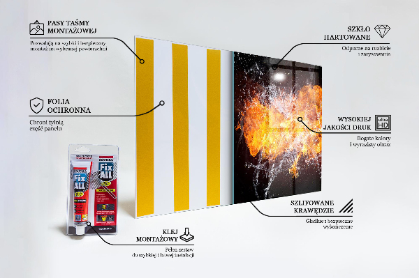 Sticlă bucătărie Lupta elementelor foc apa