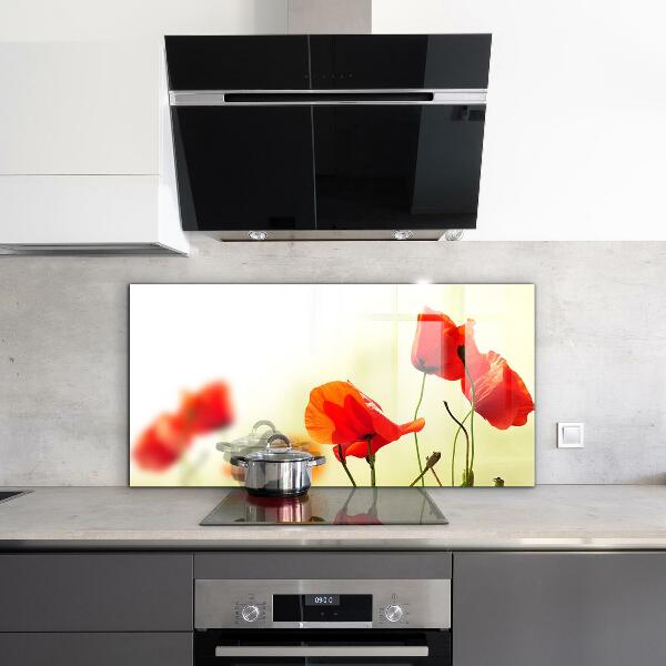 Sticlă printata bucătărie Lunca câmpului cu maci roșii