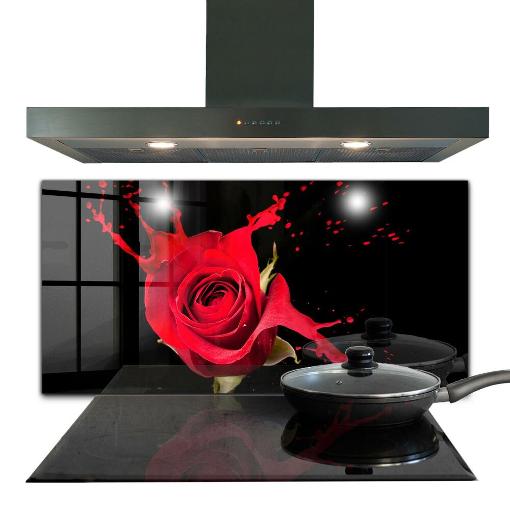 Sticlă printata bucătărie Rezumat trandafir roșu