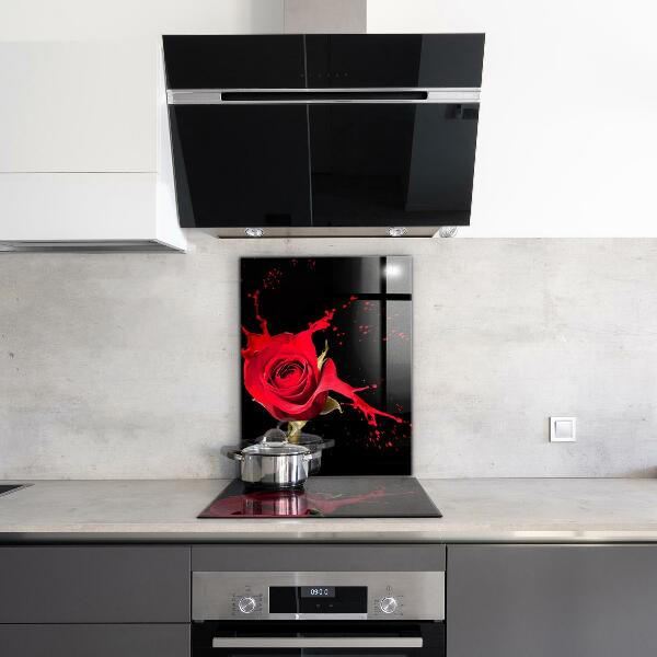 Sticlă printata bucătărie Rezumat trandafir roșu
