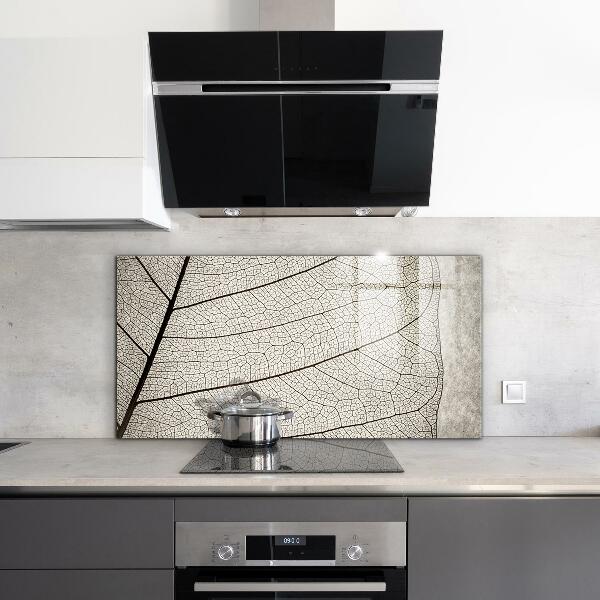 Sticlă printata bucătărie Textura frunzei sepia