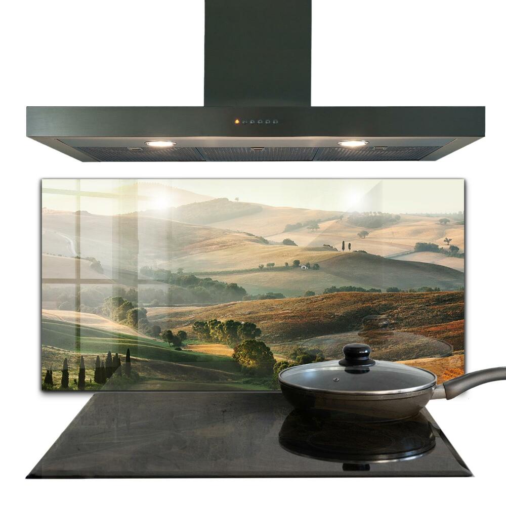 Panou sticlă bucătărie Peisaj toscan cu podgorii