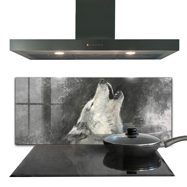 Sticlă bucătărie Ilustrație de lup canadian