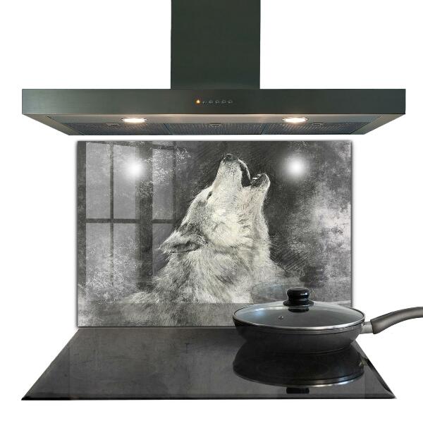 Sticlă bucătărie Ilustrație de lup canadian